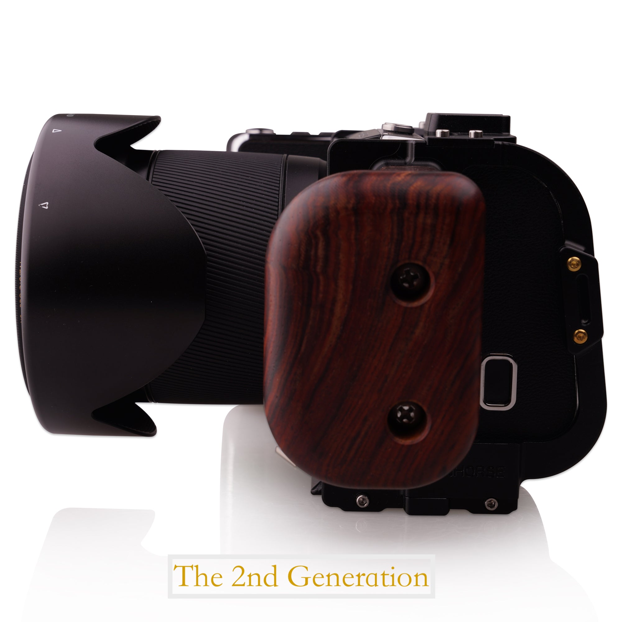 Lanhorse Camera Cage for Hasselblad 907x and Control Grip, Build-in Rosewood Hand Grip. 2nd Generation.