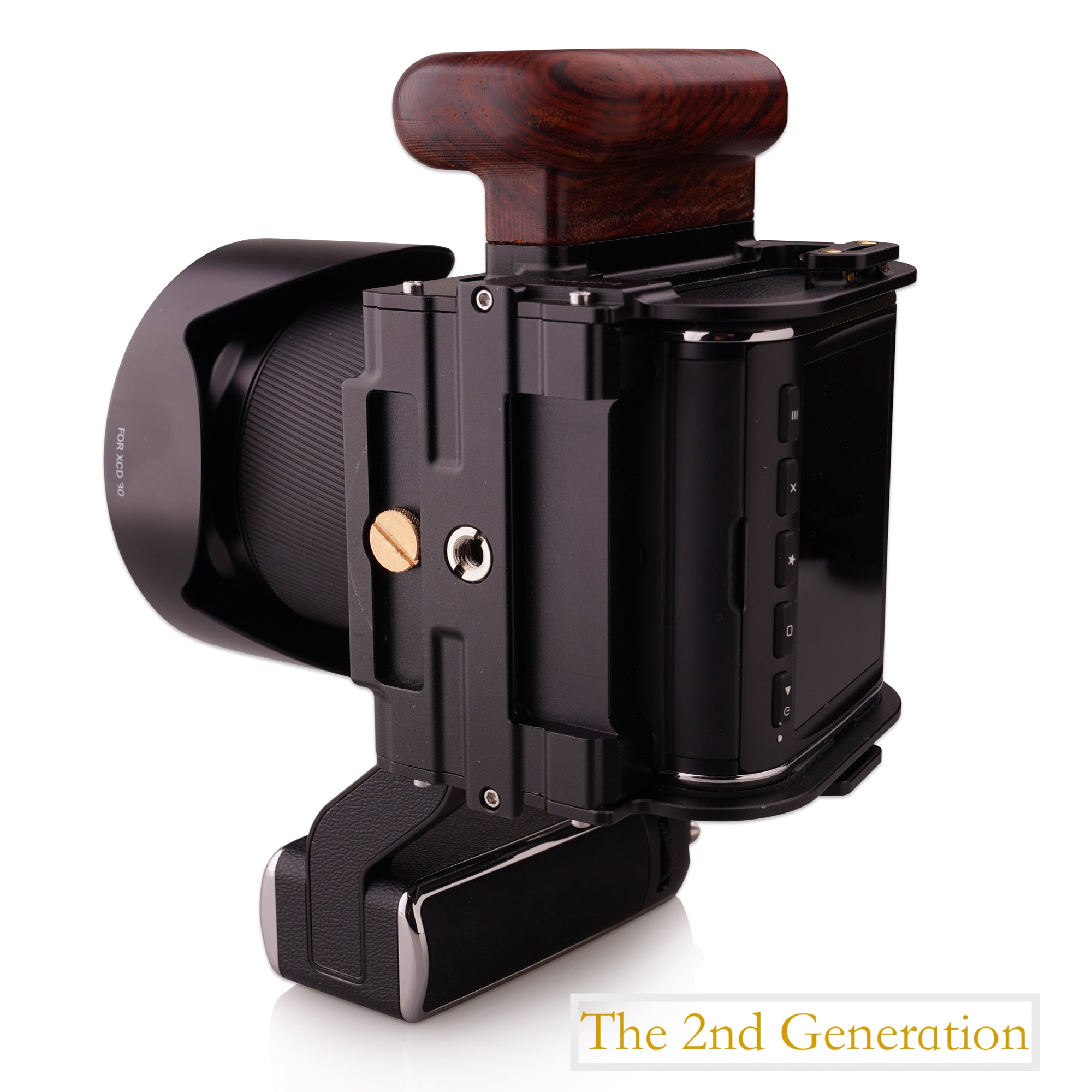 Lanhorse Camera Cage for Hasselblad 907x and Control Grip, Build-in Rosewood Hand Grip. 2nd Generation.