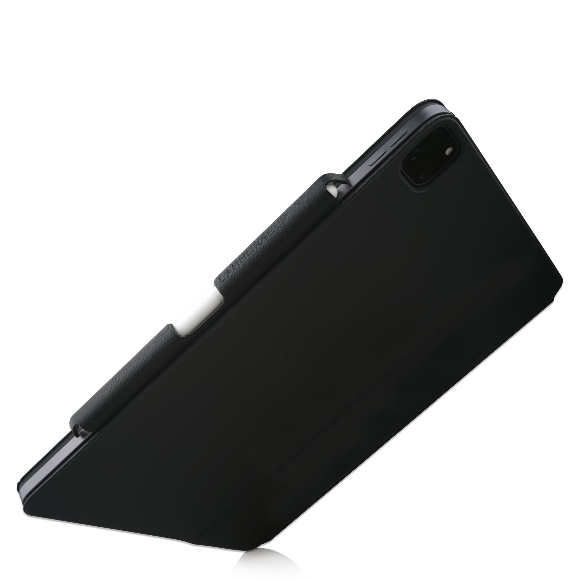 Lanhorse Pencil Holder for Apple Pencil, to be Used with Magic Keyboard, Handmade Ultra-Thin Steel Plate Plus Leather.
