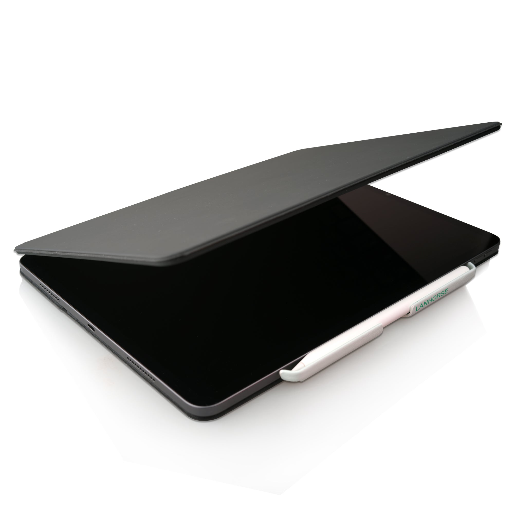 Lanhorse Pencil Holder for Apple Pencil, to be Used with Magic Keyboard, Handmade Ultra-Thin Steel Plate Plus Leather.