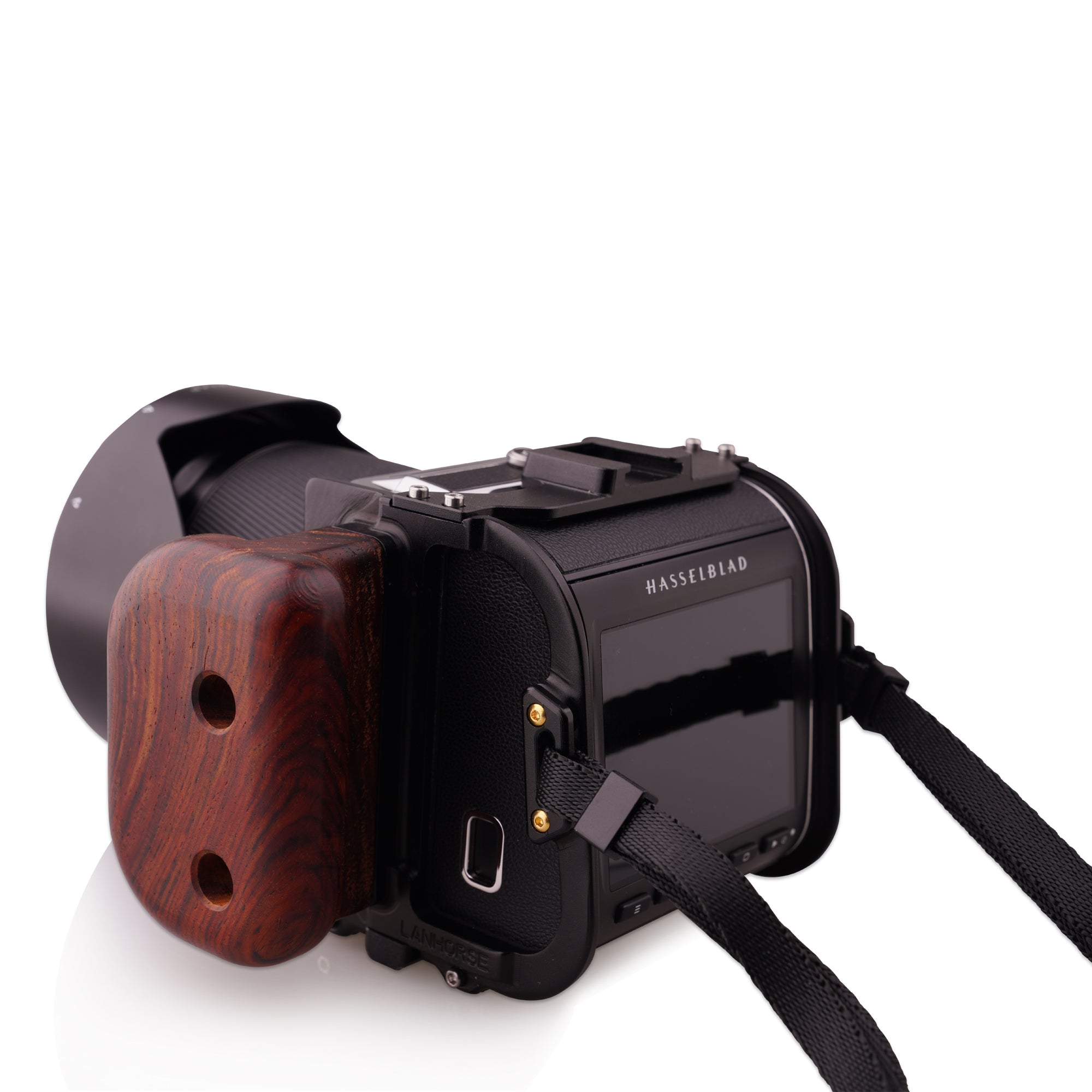 Lanhorse Camera Cage for Hasselblad 907x with Rosewood Handgrip. 2nd Generation. Ultra-thin, ultra-light, portable.