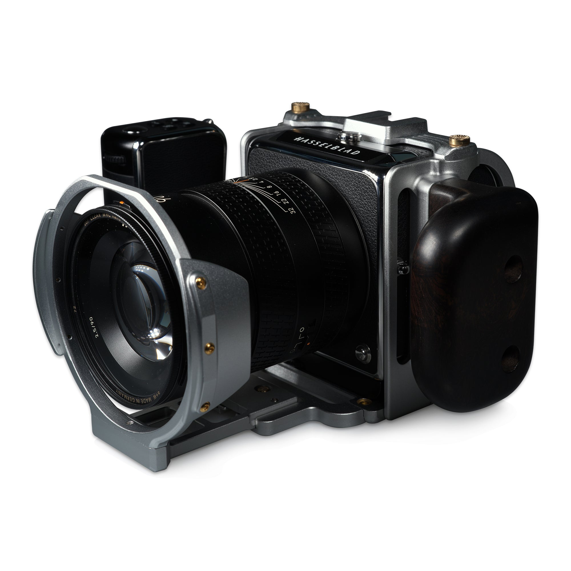 Lanhorse Camera Cage Compatible for Hasselblad 907x and Control Grip, Quick-Release CFV Digital Back, with Lens Protection Frame. Optional Rosewood Hand Grip.