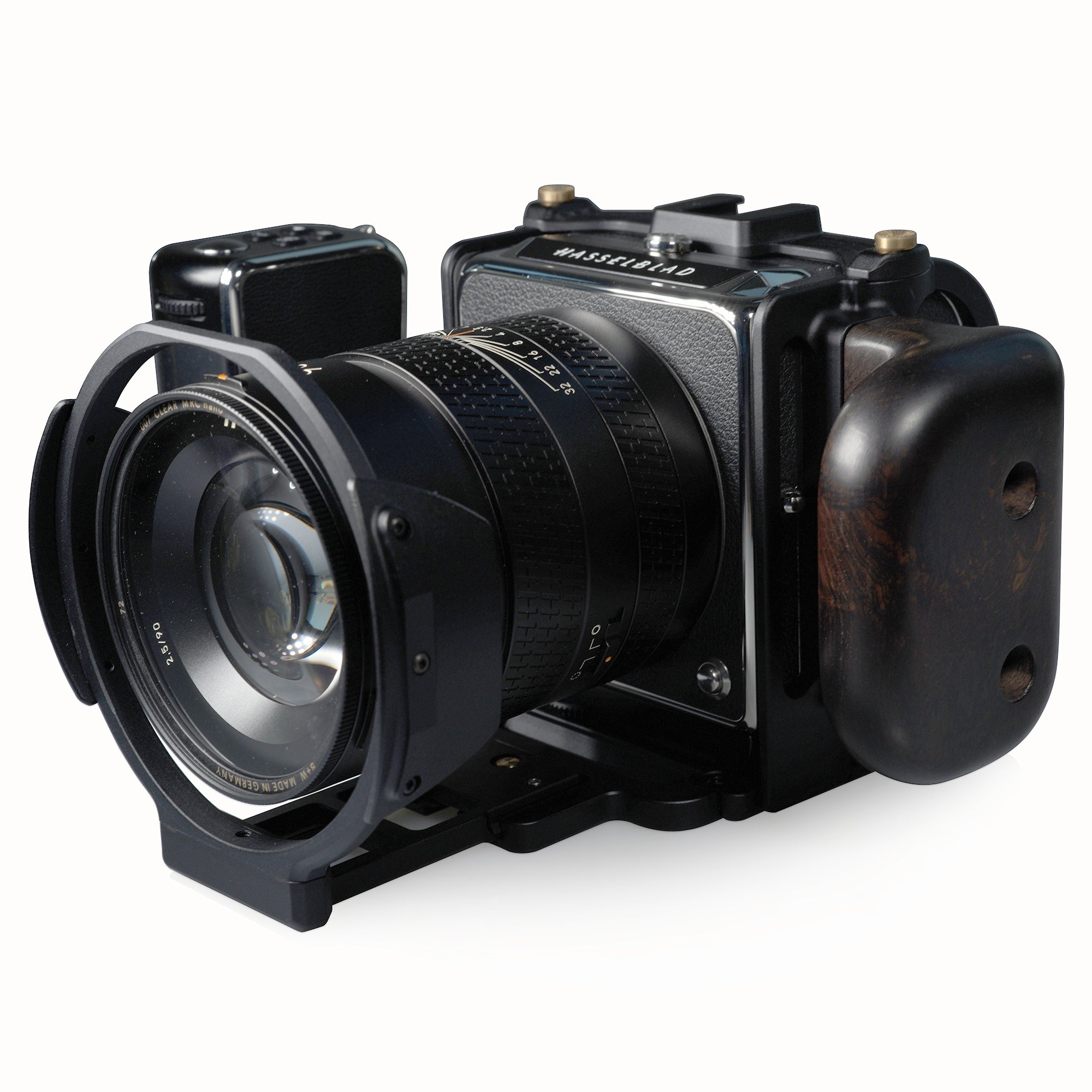 Lanhorse Camera Cage Compatible for Hasselblad 907x and Control Grip, Quick-Release CFV Digital Back, with Lens Protection Frame. Optional Rosewood Hand Grip.